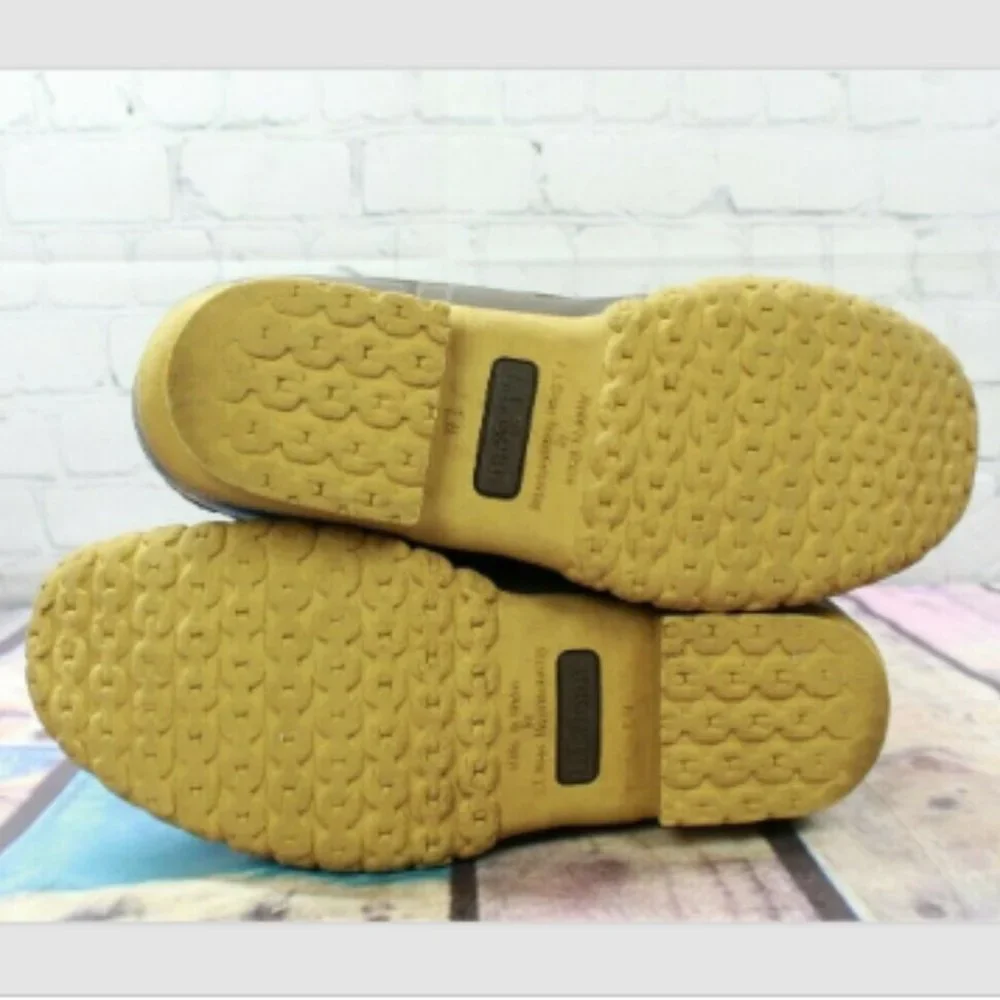 LL Bean Unlined Brown Leather Rubber Lace-up Rain Duck Boots Size M 7 L 9 - Picture 7 of 7